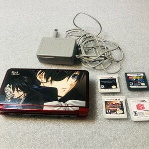 Nintendo 3DS Flaming Red Anime SkinIt Stylus,Charger,4 Games, Memory Card Works
